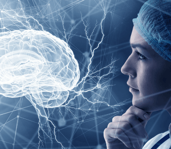 Image depicts a brain researcher conducting brain research